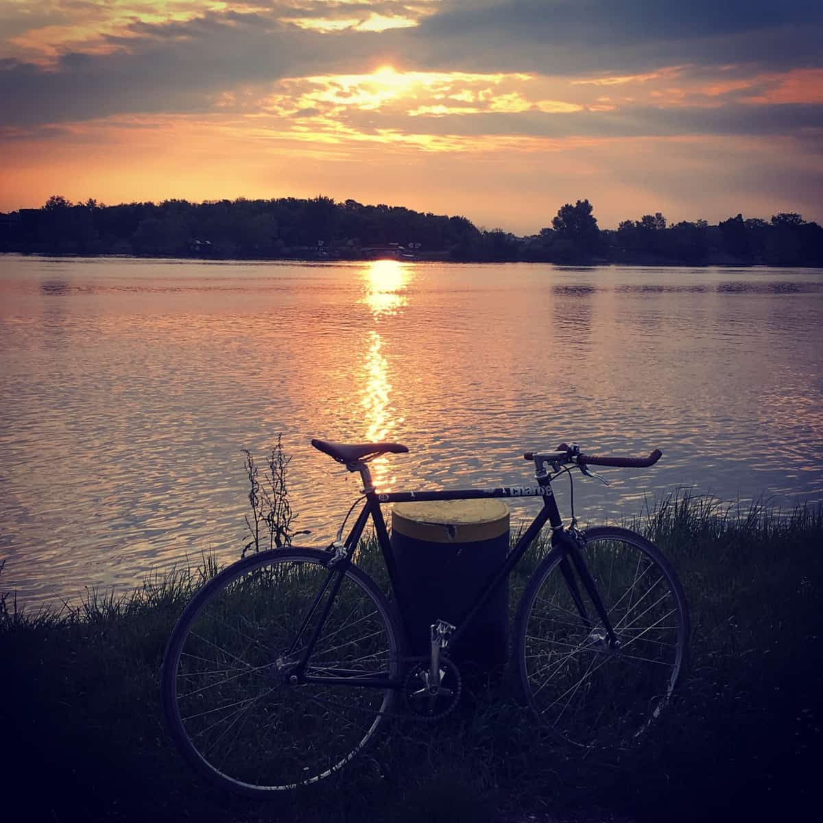 For some staff members, one side benefit of cycling to IIASAis the beautiful sunrise along the Danube River ©Michaela Rossini | IIASA